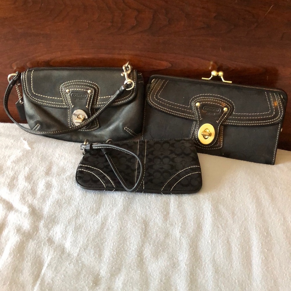 Set of (3) assorted Coach wallets/wristlets